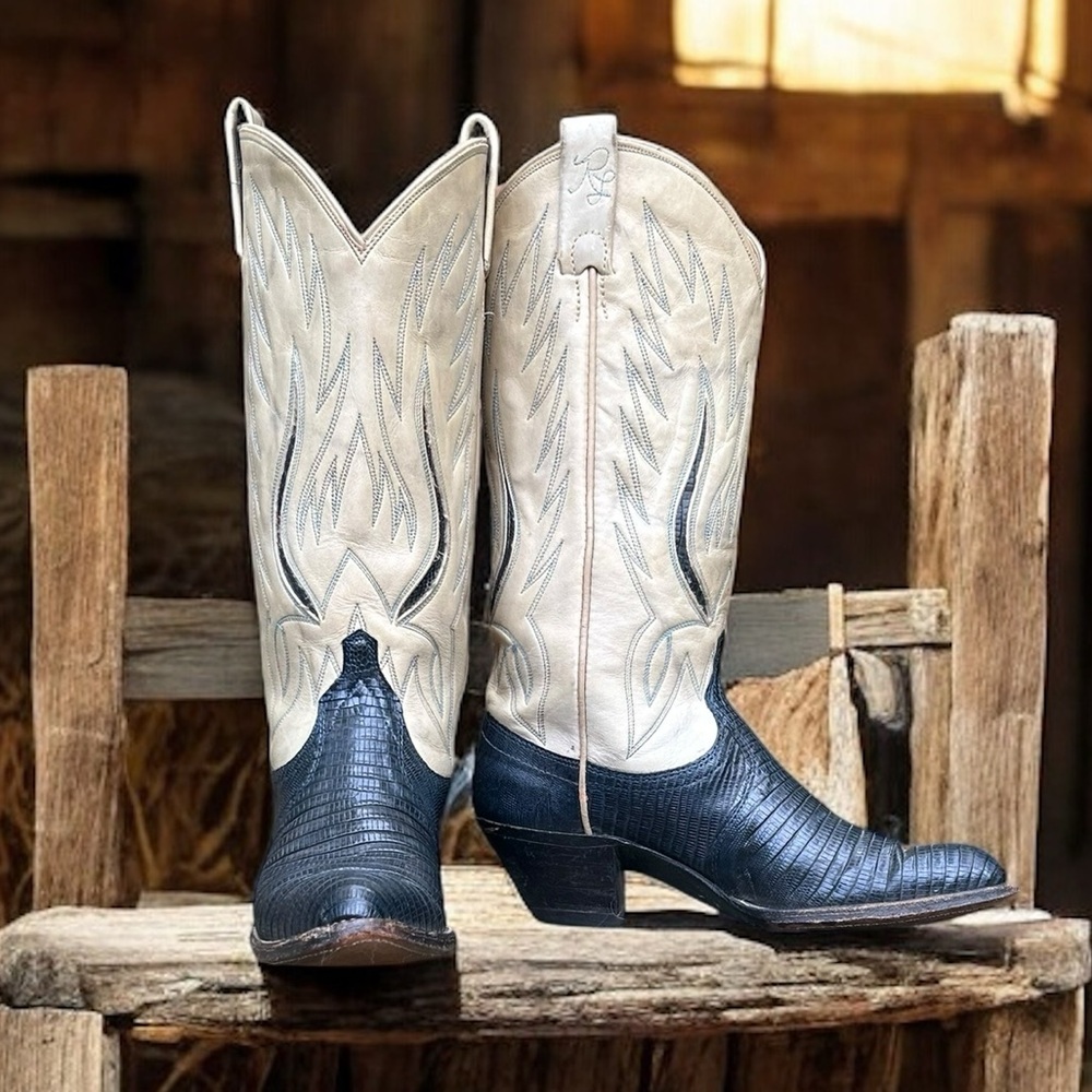Size 7.5 C - 1970’s Ralph Lauren Iconic Cowboy Western Boots Lizard